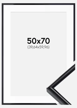 Ramme Victoria Sort 50x70 cm - Passepartout Hvid 16x24 inches