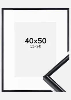 Ramme Victoria Sort 40x50 cm - Passepartout Hvid 27x35 cm