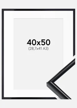 Ramme Victoria Sort 40x50 cm - Passepartout Hvid 29,7x42 cm (A3)