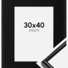 Ramme Victoria Sort 30x40 cm - Passepartout Sort 20x28 cm