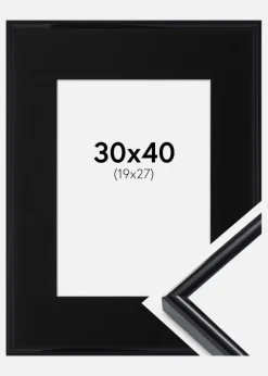 Ramme Victoria Sort 30x40 cm - Passepartout Sort 20x28 cm