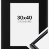 Ramme Victoria Sort 30x40 cm - Passepartout Sort 8x12 inches