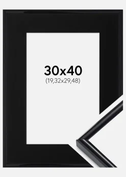 Ramme Victoria Sort 30x40 cm - Passepartout Sort 8x12 inches
