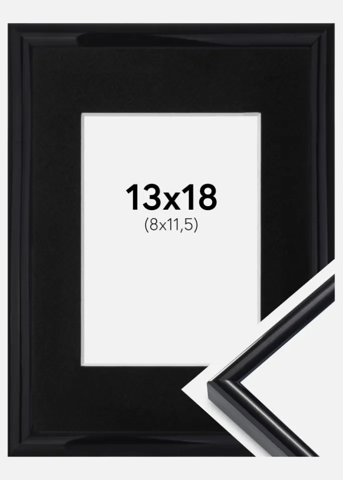 Ramme Victoria Sort 13x18 cm - Passepartout Sort 9x12 cm
