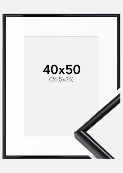 Ramme Victoria Sort 40x50 cm - Passepartout Hvid 27,5x37 cm