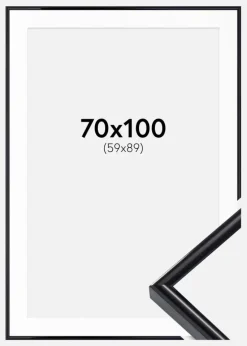 Ramme Victoria Sort 70x100 cm - Passepartout Hvid 60x90 cm