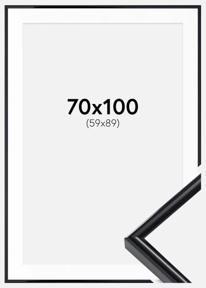 Ramme Victoria Sort 70x100 cm - Passepartout Hvid 60x90 cm