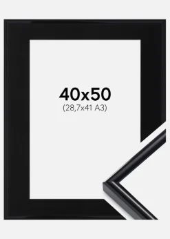 Ramme Victoria Sort 40x50 cm - Passepartout Sort 29,7x42 cm (A3)