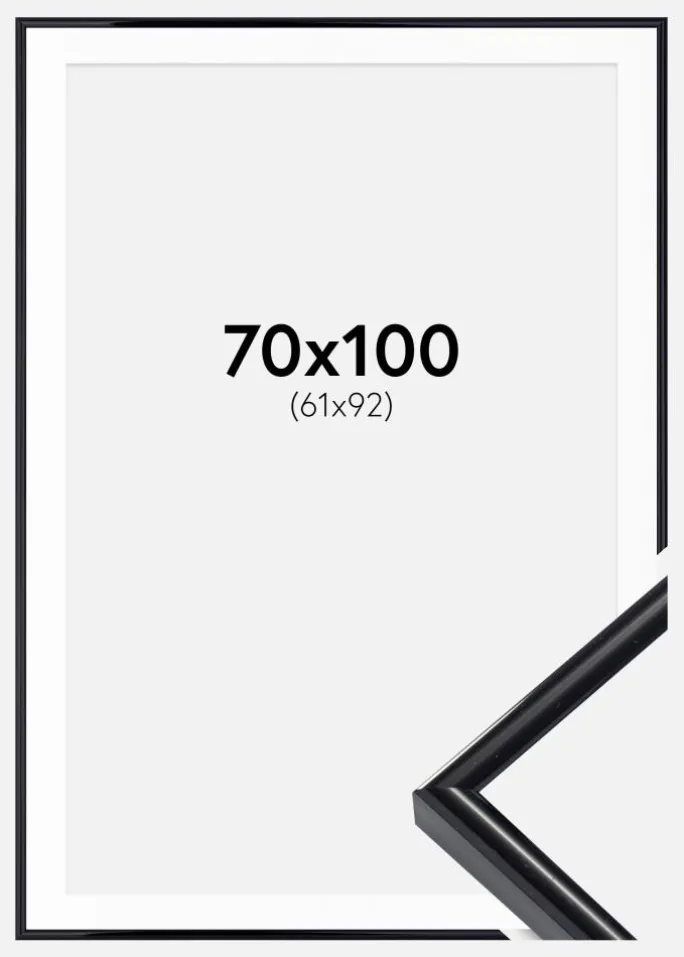 Ramme Victoria Sort 70x100 cm - Passepartout Hvid 62x93 cm