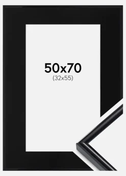 Ramme Victoria Sort 50x70 cm - Passepartout Sort 33x56 cm