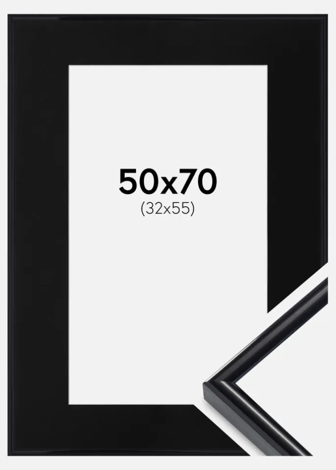 Ramme Victoria Sort 50x70 cm - Passepartout Sort 33x56 cm