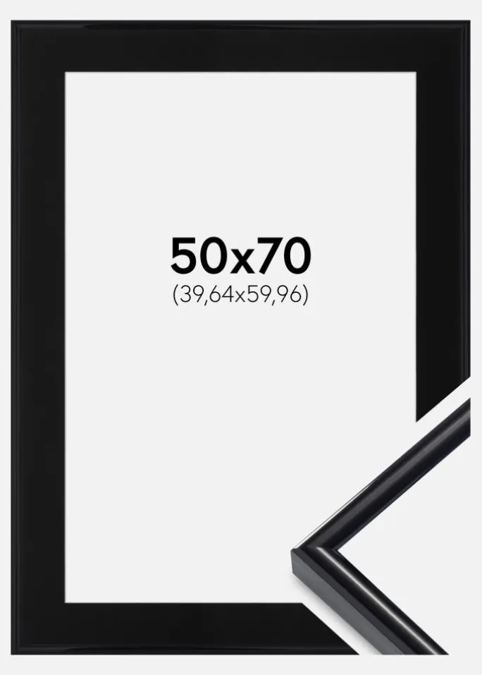 Ramme Victoria Sort 50x70 cm - Passepartout Sort 16x24 inches