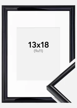Ramme Victoria Sort 13x18 cm - Passepartout Hvid 10x12 cm