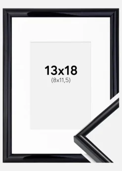 Ramme Victoria Sort 13x18 cm - Passepartout Hvid 9x12 cm