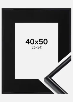 Ramme Victoria Sort 40x50 cm - Passepartout Sort 27x35 cm