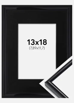 Ramme Victoria Sort 13x18 cm - Passepartout Sort 3,5x5 inches
