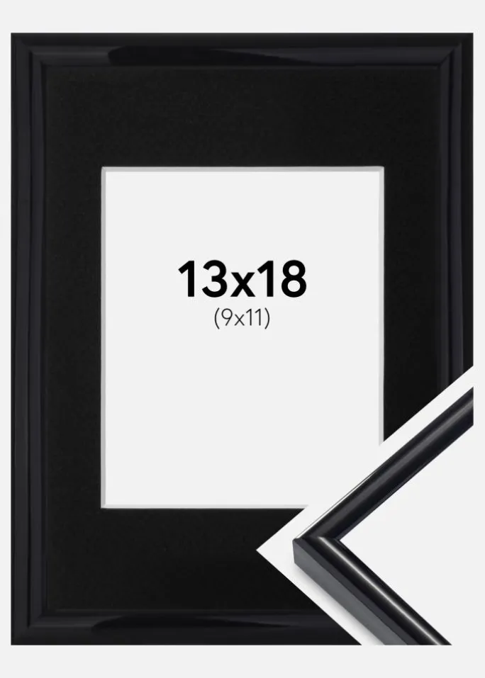 Ramme Victoria Sort 13x18 cm - Passepartout Sort 10x12 cm