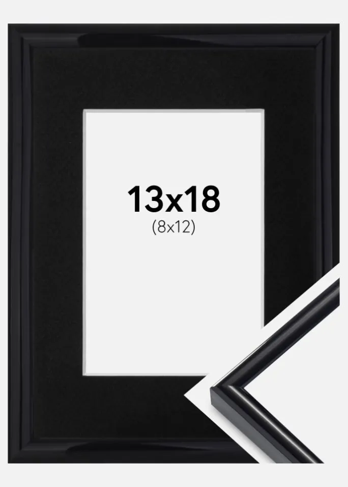 Ramme Victoria Sort 13x18 cm - Passepartout Sort 9x13 cm