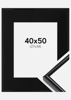 Ramme Victoria Sort 40x50 cm - Passepartout Sort 28x35 cm