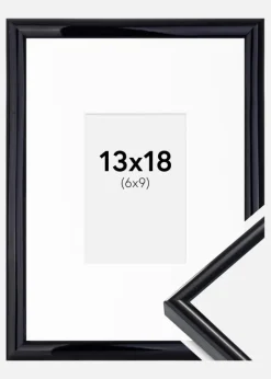 Ramme Victoria Sort 13x18 cm - Passepartout Hvid 7x10 cm
