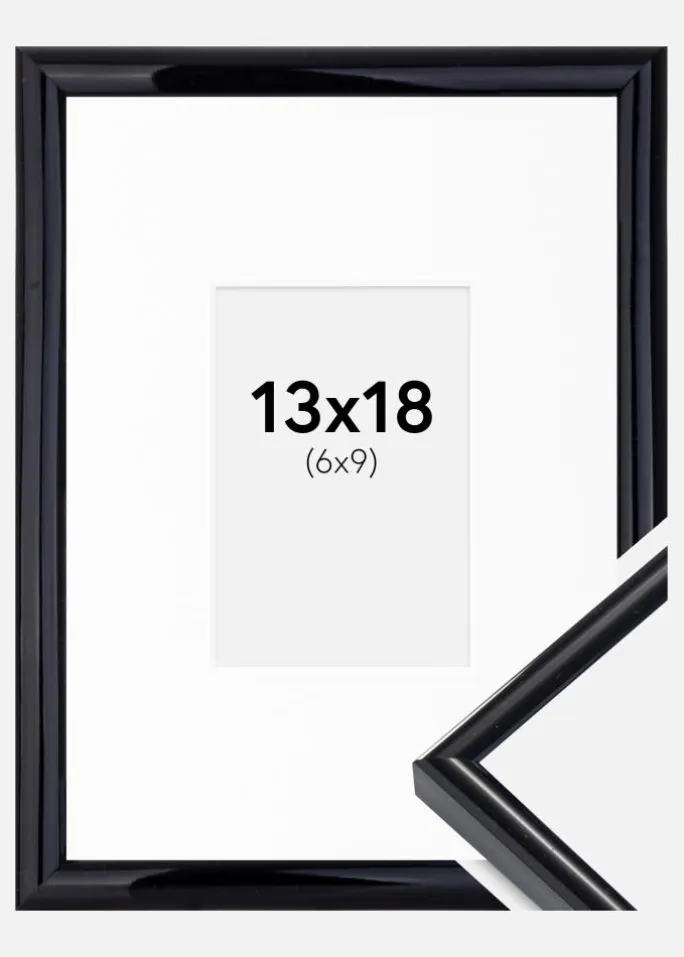 Ramme Victoria Sort 13x18 cm - Passepartout Hvid 7x10 cm
