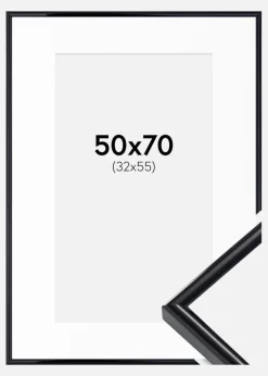Ramme Victoria Sort 50x70 cm - Passepartout Hvid 33x56 cm