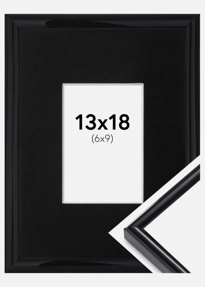 Ramme Victoria Sort 13x18 cm - Passepartout Sort 7x10 cm