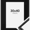 Ramme Victoria Sort 30x40 cm - Passepartout Sort 21x30 cm