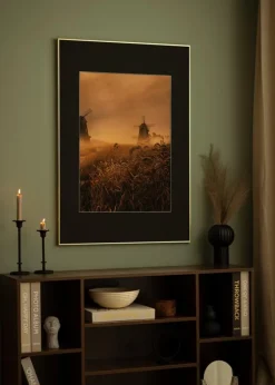 Ramme Visby Blank Guld 70x100 cm - Passepartout Sort 59,4x84 cm (A1)