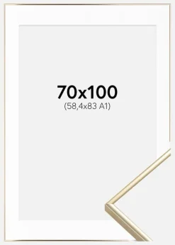 Ramme Visby Blank Guld 70x100 cm - Passepartout Hvid 59,4x84 cm (A1)