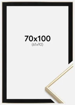 Ramme Visby Blank Guld 70x100 cm - Passepartout Sort 62x93 cm
