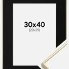 Ramme Visby Blank Guld 30x40 cm - Passepartout Sort 21x30 cm