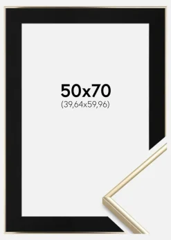 Ramme Visby Blank Guld 50x70 cm - Passepartout Sort 16x24 inches