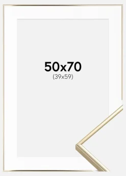 Ramme Visby Blank Guld 50x70 cm - Passepartout Hvid 40x60 cm