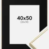 Ramme Visby Blank Guld 40x50 cm - Passepartout Sort 27x35 cm