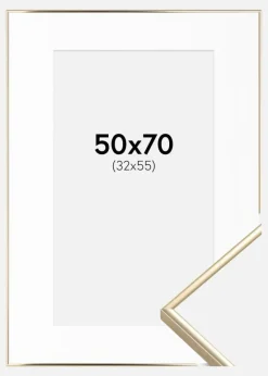 Ramme Visby Blank Guld 50x70 cm - Passepartout Hvid 33x56 cm