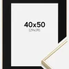 Ramme Visby Blank Guld 40x50 cm - Passepartout Sort 30x40 cm