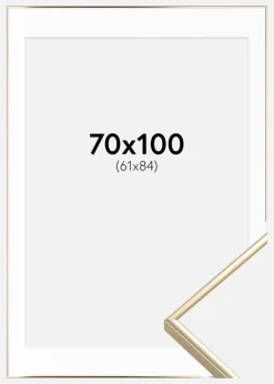 Ramme Visby Blank Guld 70x100 cm - Passepartout Hvid 62x85 cm