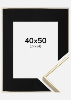 Ramme Visby Blank Guld 40x50 cm - Passepartout Sort 28x35 cm