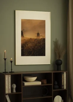 Ramme Visby Blank Guld 40x50 cm - Passepartout Hvid 27,5x37 cm