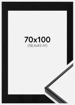 Ramme Visby Hvid 70x100 cm - Passepartout Sort 59,4x84 cm (A1)