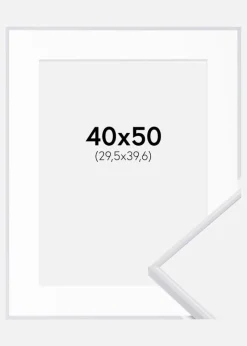 Ramme Visby Hvid 40x50 cm - Passepartout Hvid 12x16 inches
