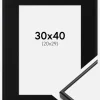 Ramme Visby Hvid 30x40 cm - Passepartout Sort 21x30 cm