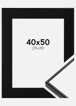 Ramme Visby Hvid 40x50 cm - Passepartout Sort 30x40 cm