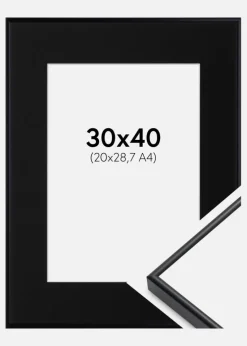 Ramme Visby Hvid 30x40 cm - Passepartout Sort 21x29,7 cm (A4)