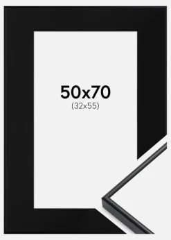 Ramme Visby Hvid 50x70 cm - Passepartout Sort 33x56 cm