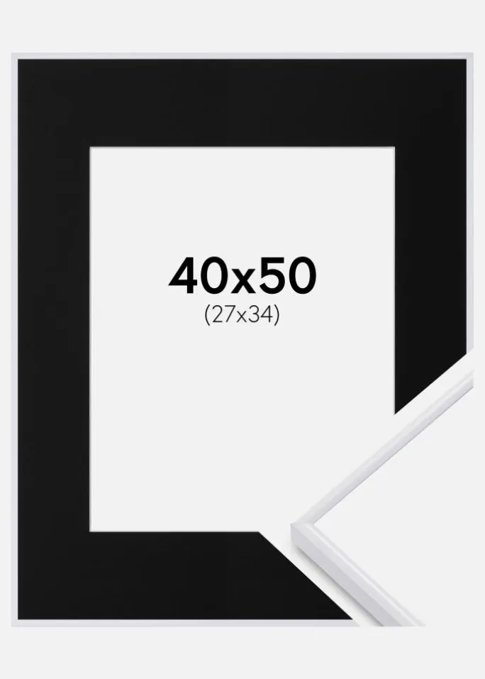 Ramme Visby Sort 40x50 cm - Passepartout Sort 28x35 cm