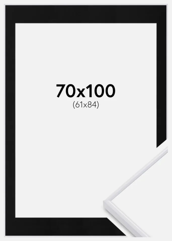 Ramme Visby Sort 70x100 cm - Passepartout Sort 62x85 cm