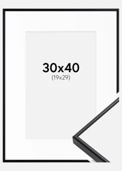 Ramme Visby Sort 30x40 cm - Passepartout Hvid 20x30 cm
