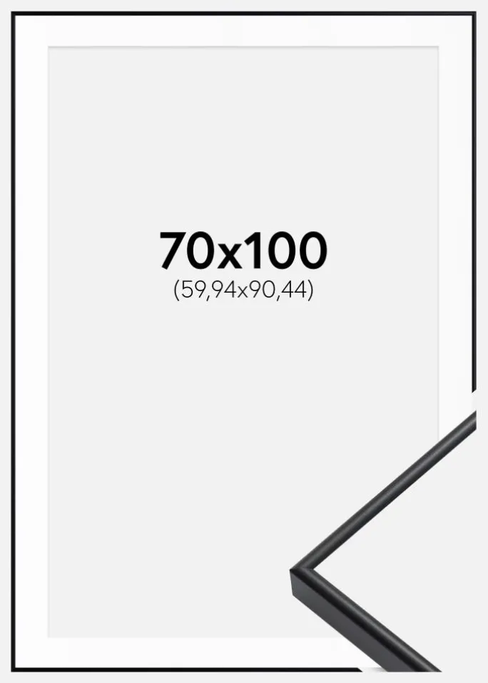 Ramme Visby Sort 70x100 cm - Passepartout Hvid 24x36 inches